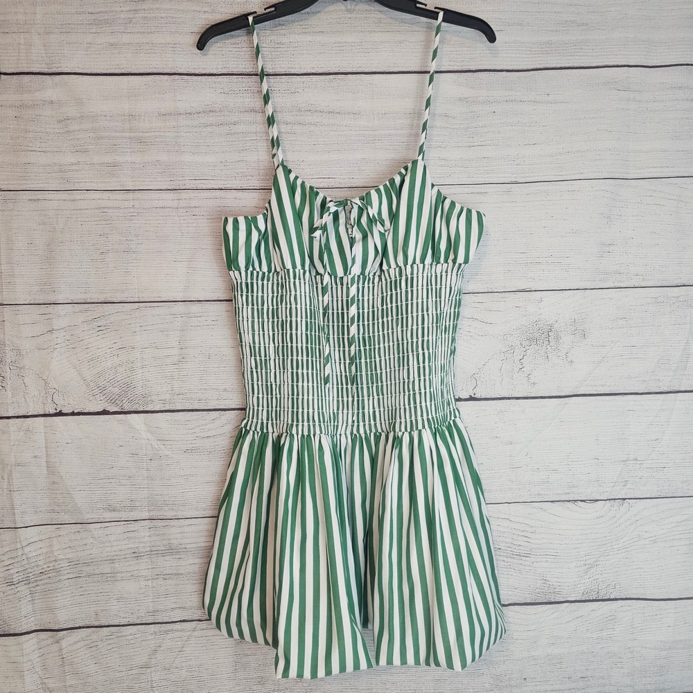 Gianni Bini Green and White Striped Mini Dress